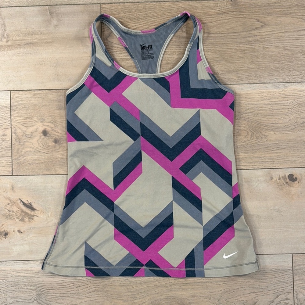 Nike Dri-Fit Women's Geometric Tank Top - Pink and Gray and Taupe